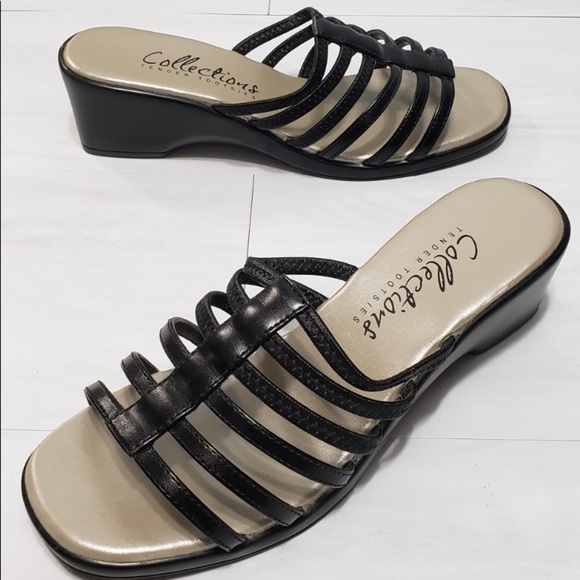 LEATHER Wedge Sandals - Picture 1 of 8